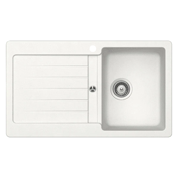 Schock Typos Single Bowl With Drainer Alpina Right Hand Bowl 1 Tap Hole White