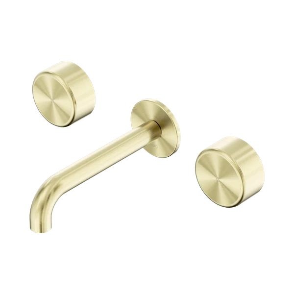 Serenity Wall Basin Set 160mm Spout with Metal Handle Brushed Gold - Image 3