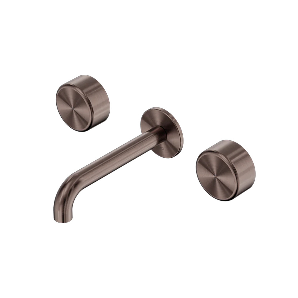 Nero Serenity Wall Basin Set 220mm Spout with Metal Handle Brushed Bronze