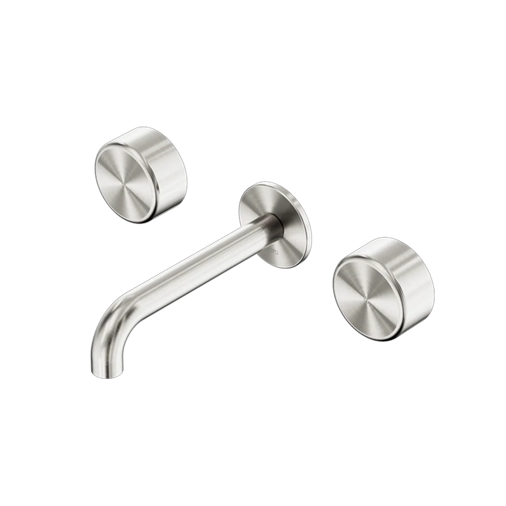 Nero Serenity Wall Basin Set 220mm Spout with Metal Handle Brushed Nickel