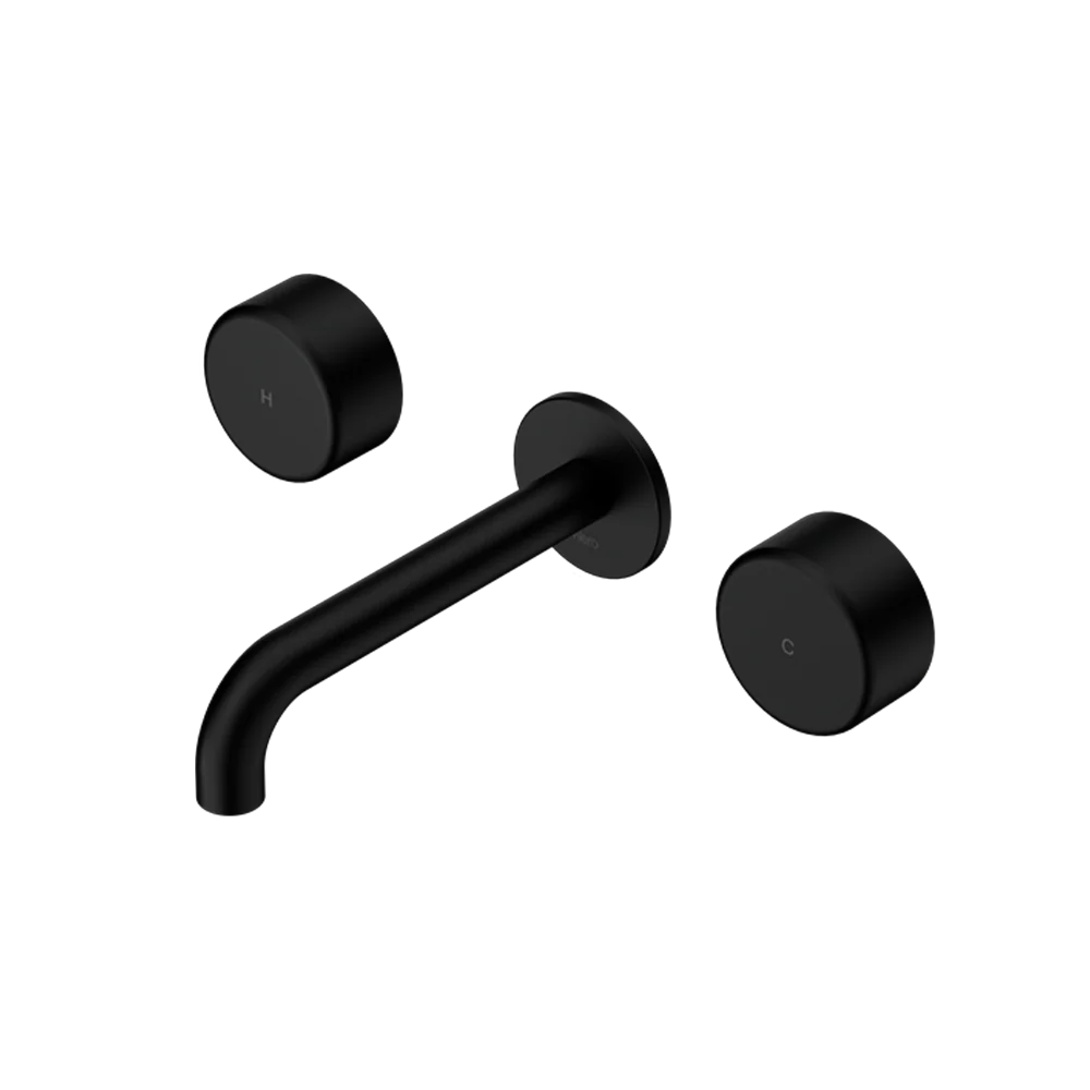 Nero Serenity Wall Basin Set 220mm Spout with Metal Handle Matte Black
