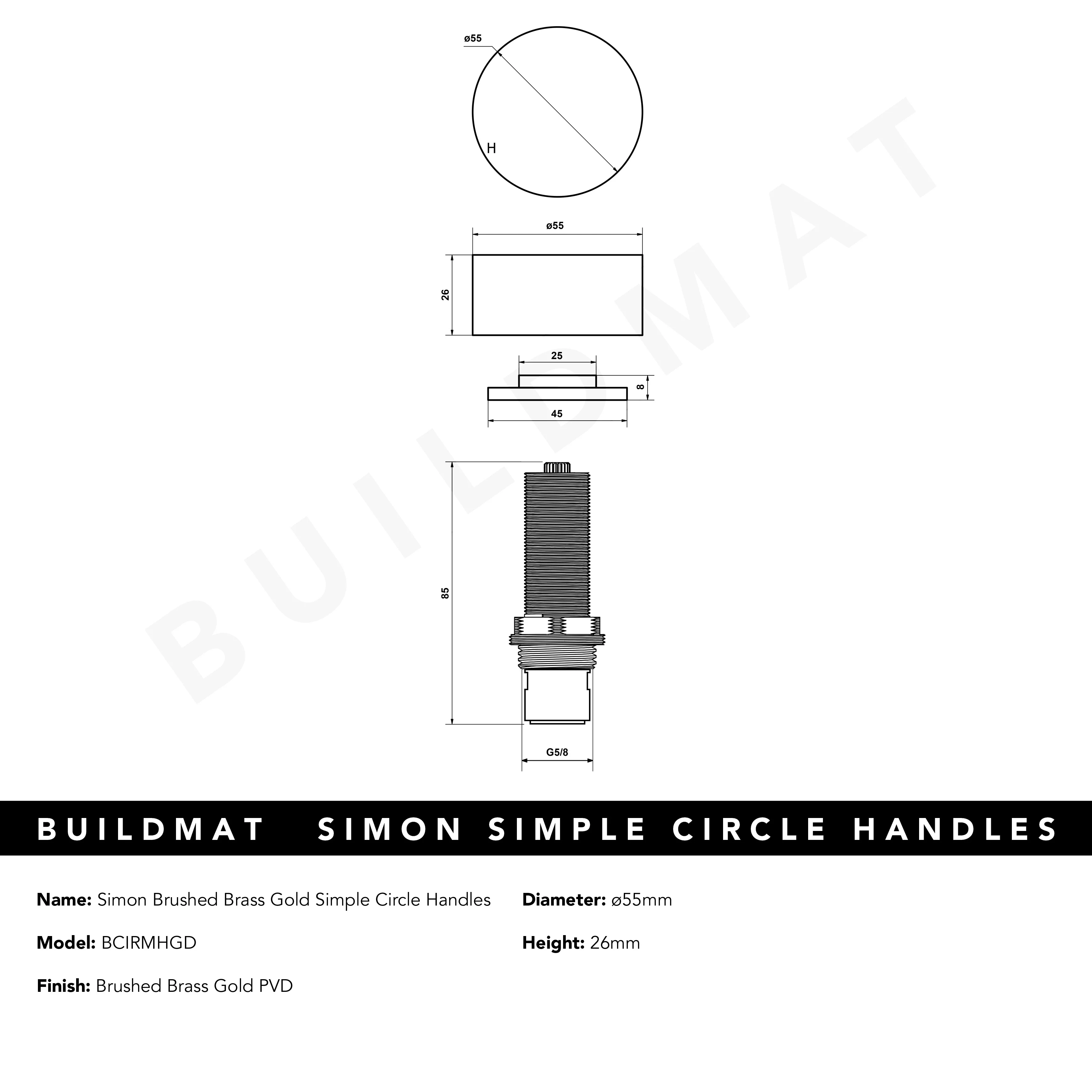 Alma Simon Brushed Brass Gold Simple Circle Handles - Image 7
