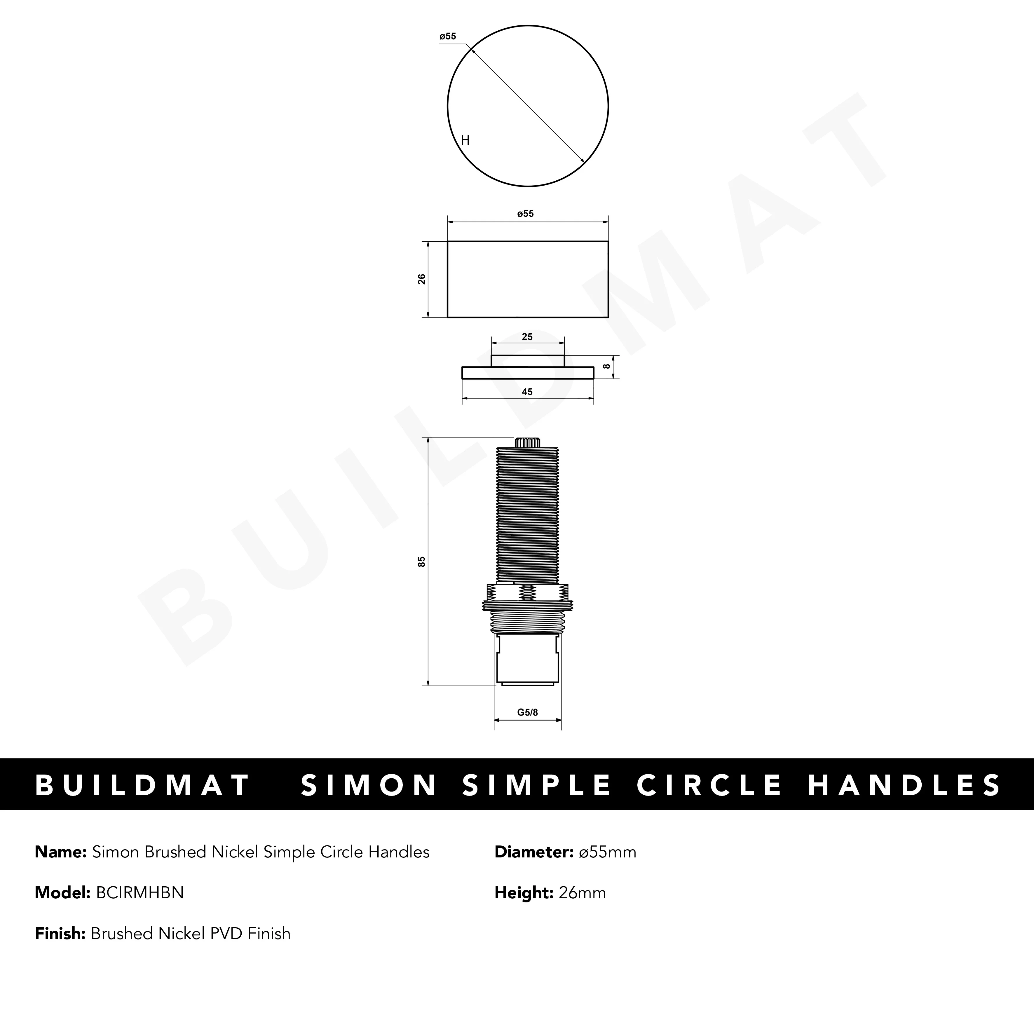 Alma Simon Brushed Nickel Simple Circle Handles - Image 7