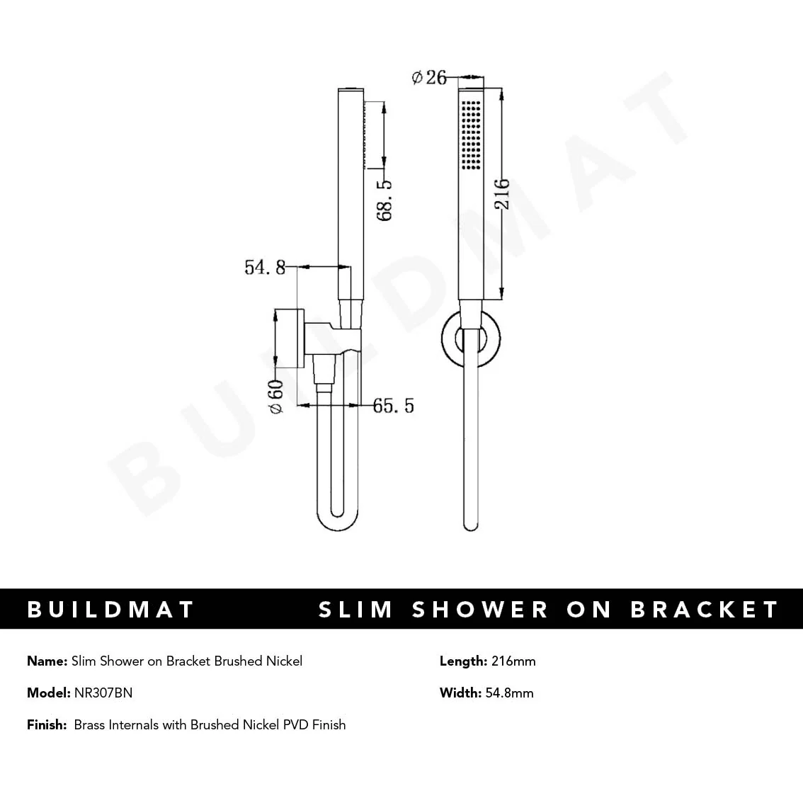 Nero Slim Shower on Bracket Brushed Nickel - Image 4