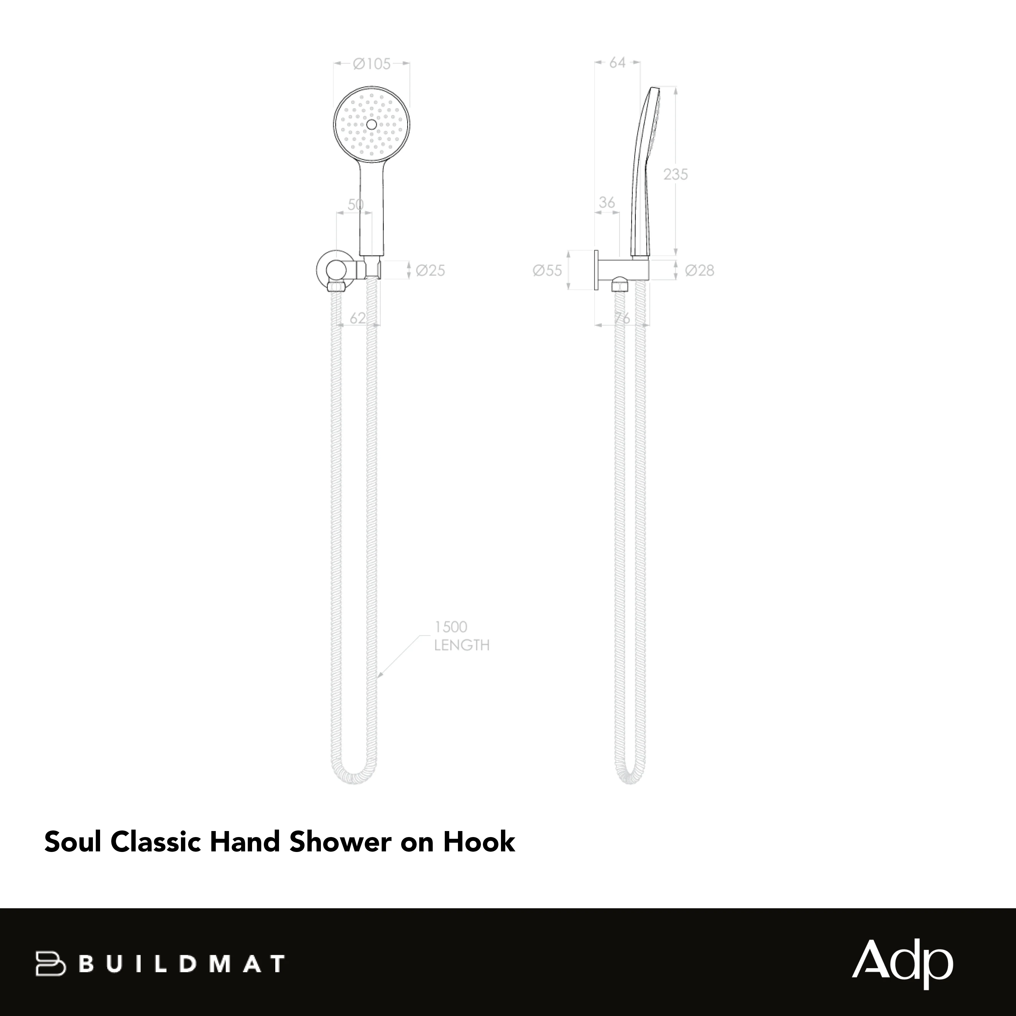 ADP Soul Classic Hand Shower On Hook Brushed Brass - Image 5
