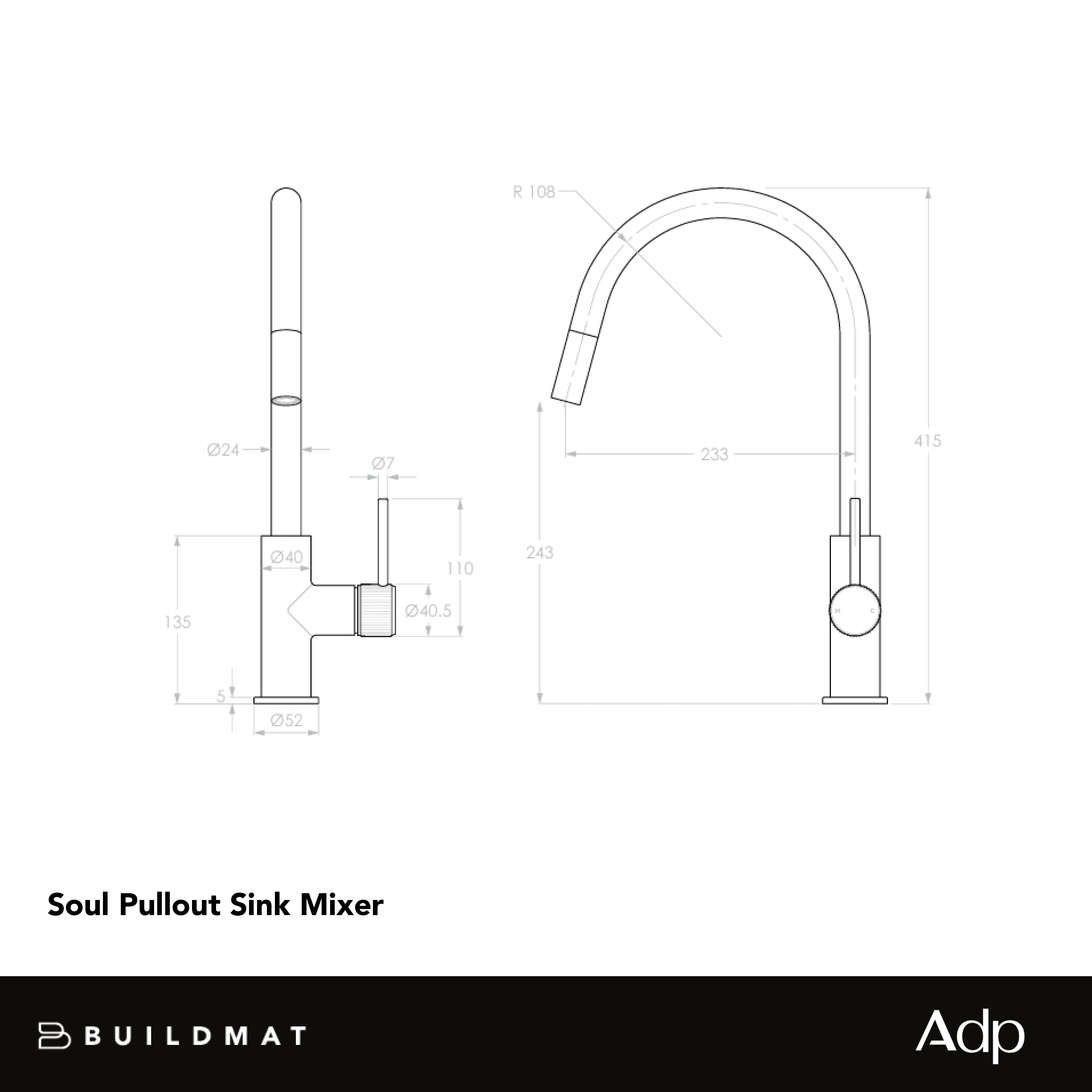 ADP Soul Groove Pull Out Sink Mixer Brushed Copper - Image 4