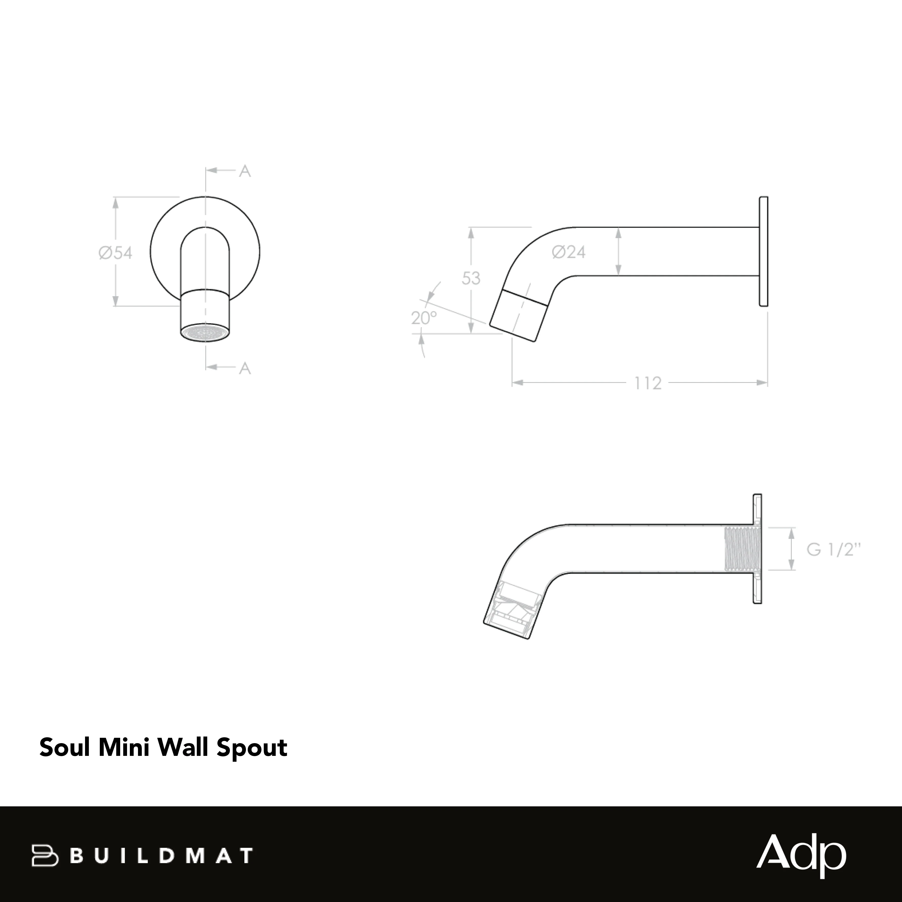 ADP Soul Mini Wall Spout Brushed Brass - Image 4