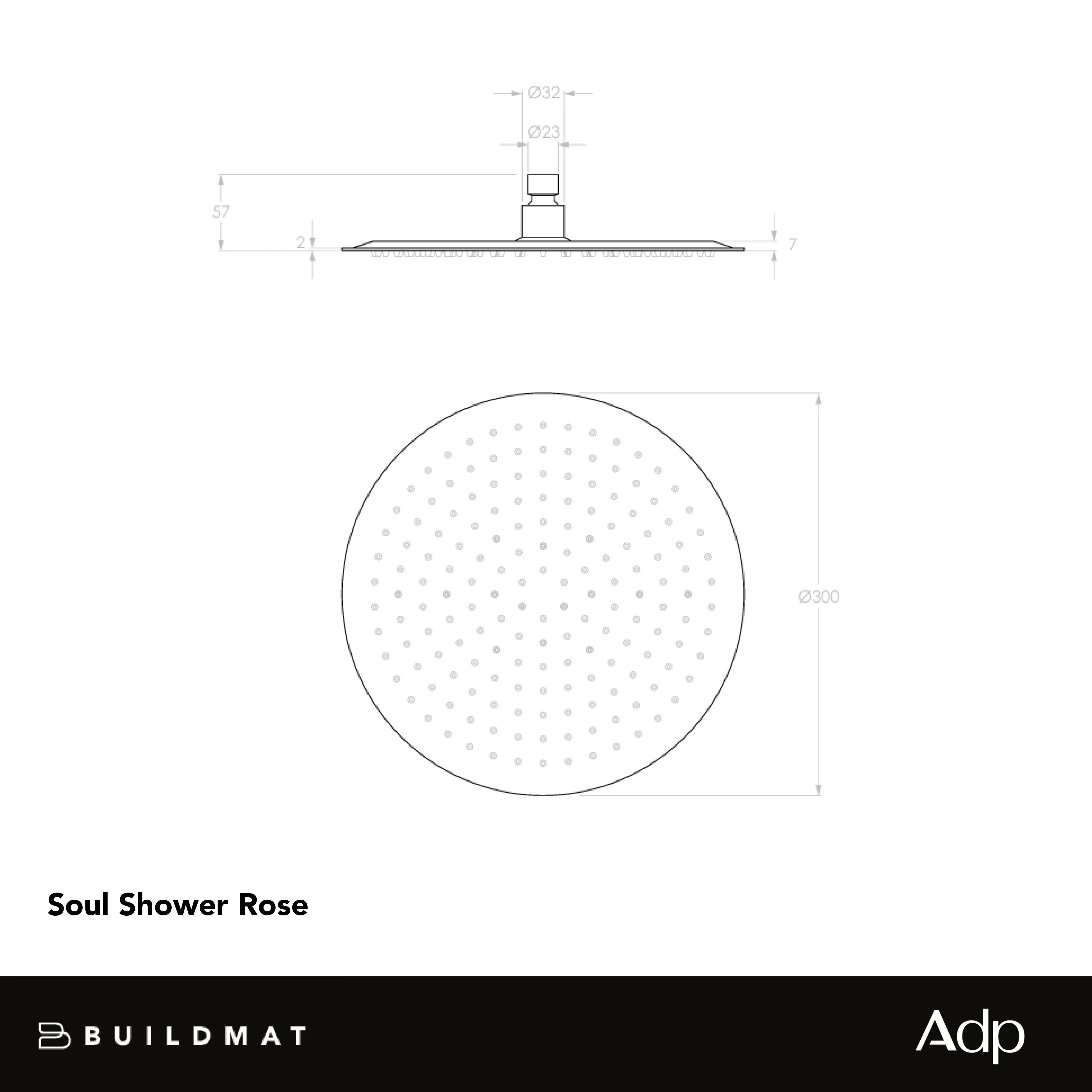 ADP Soul Rain Shower Rose 300mm Brushed Brass - Image 4