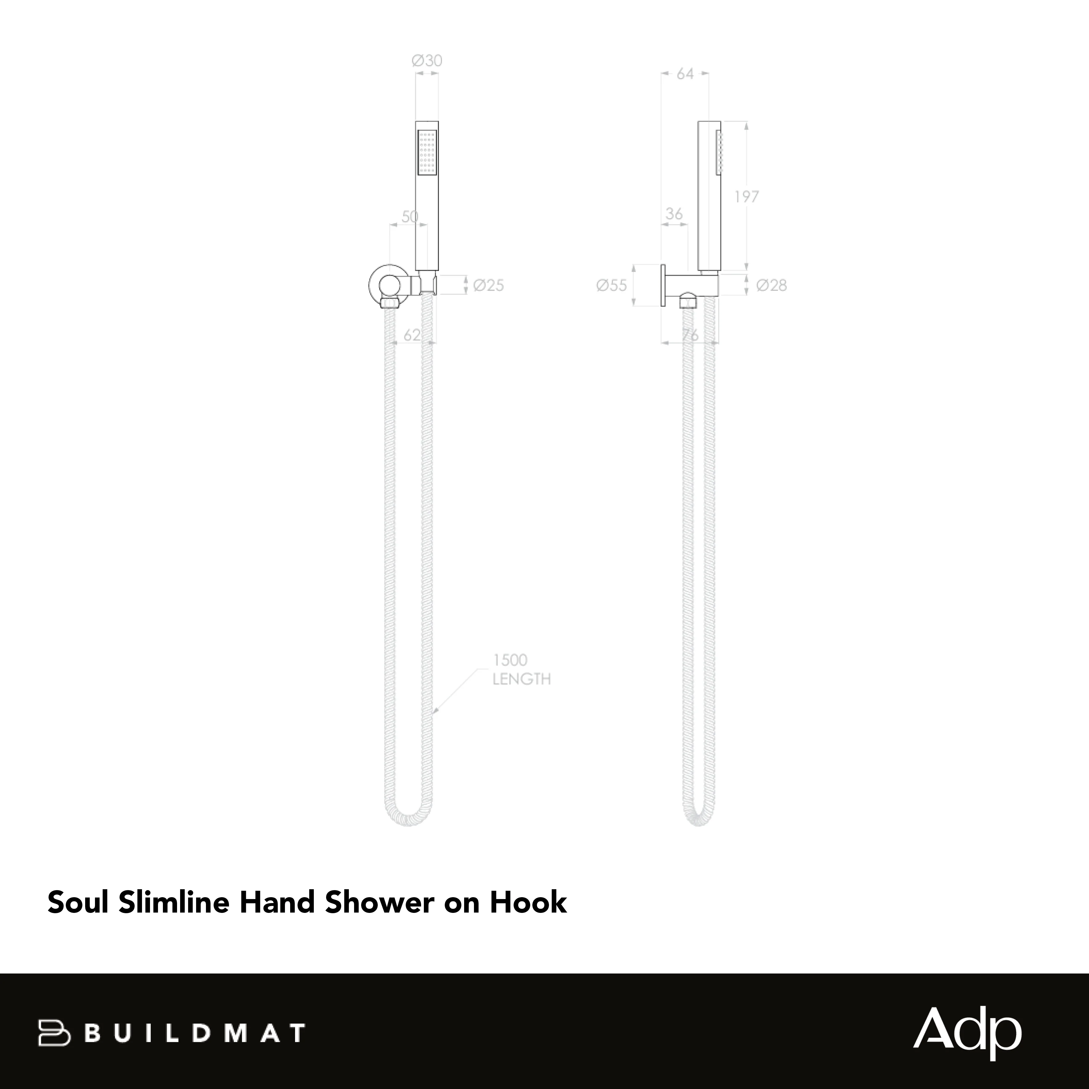 ADP Soul Slimline Hand Shower On Hook Brushed Nickel - Image 5
