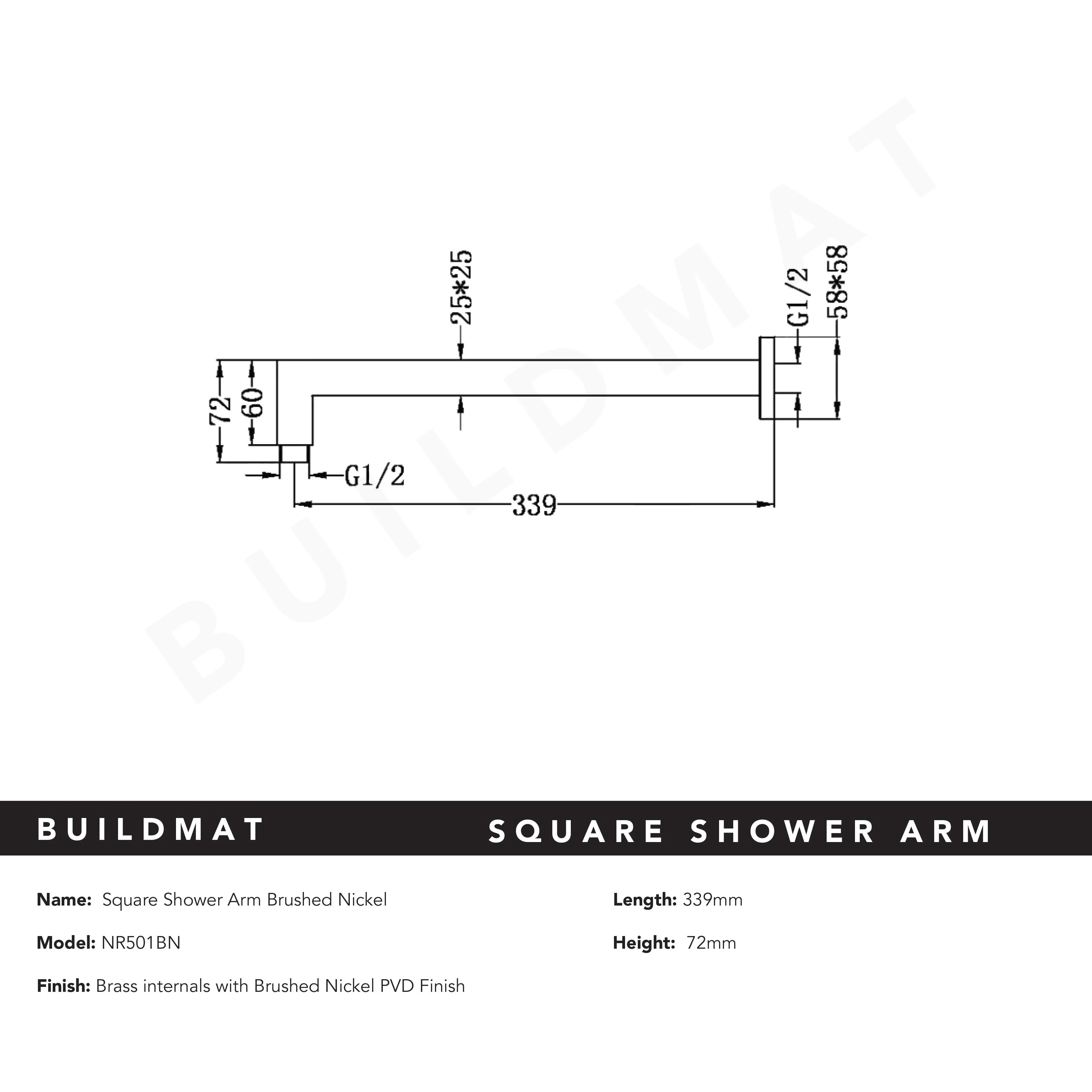 Nero Square Shower Arm Brushed Nickel - Image 4