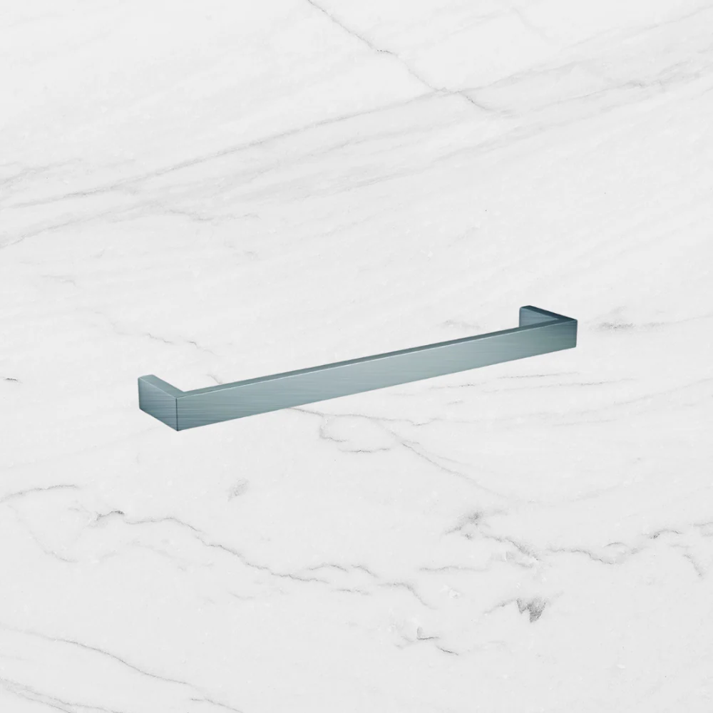 Thermogroup Square Single Bar Heated Towel Rail Brushed Stainless Steel - Image 2