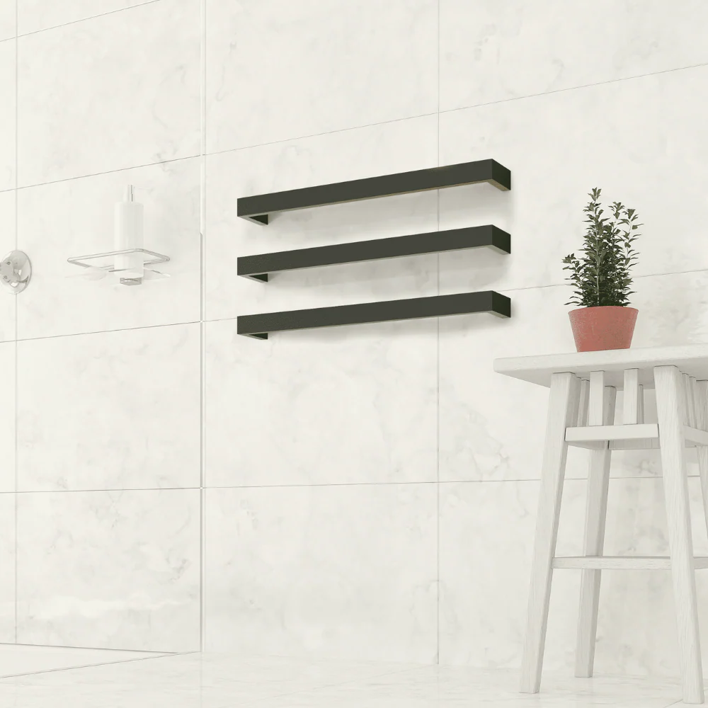 Thermogroup Square Single Bar Heated Towel Rail Matte Black - Image 2