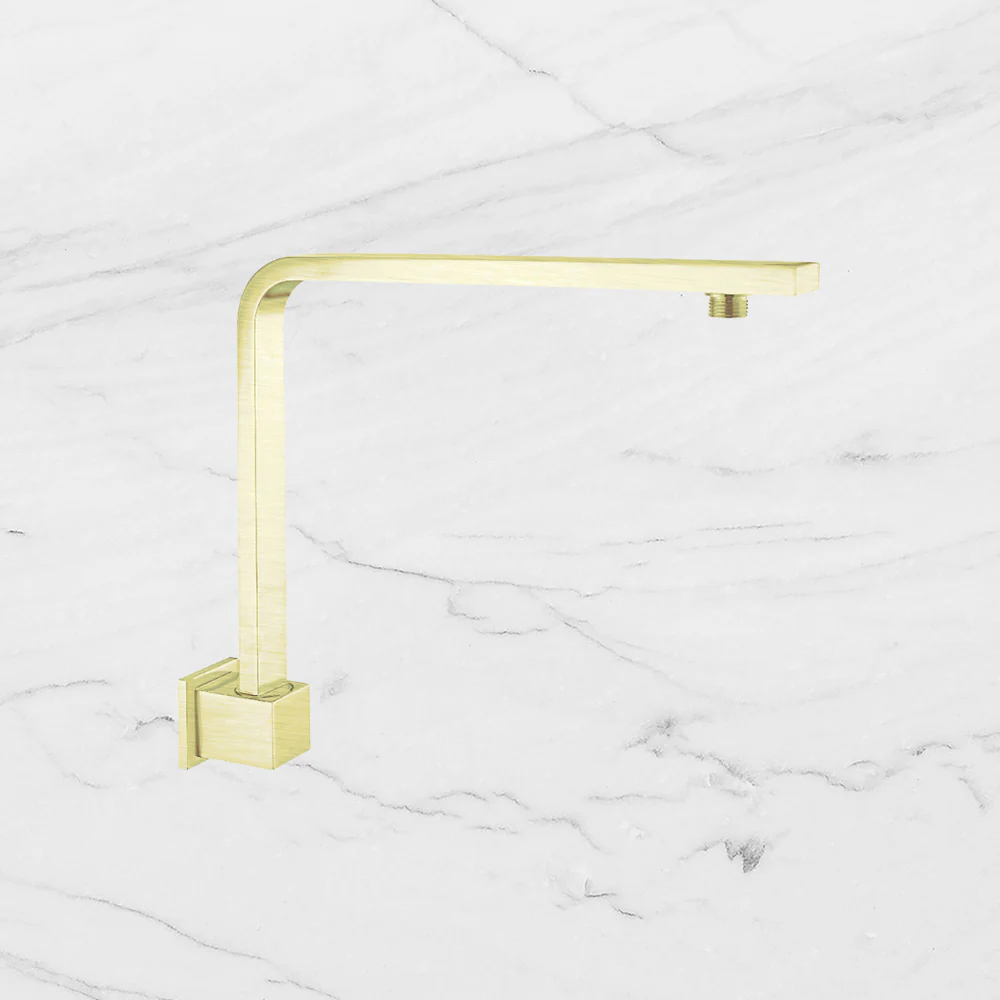 Nero Square Swivel Shower Arm Brushed Gold - Image 2