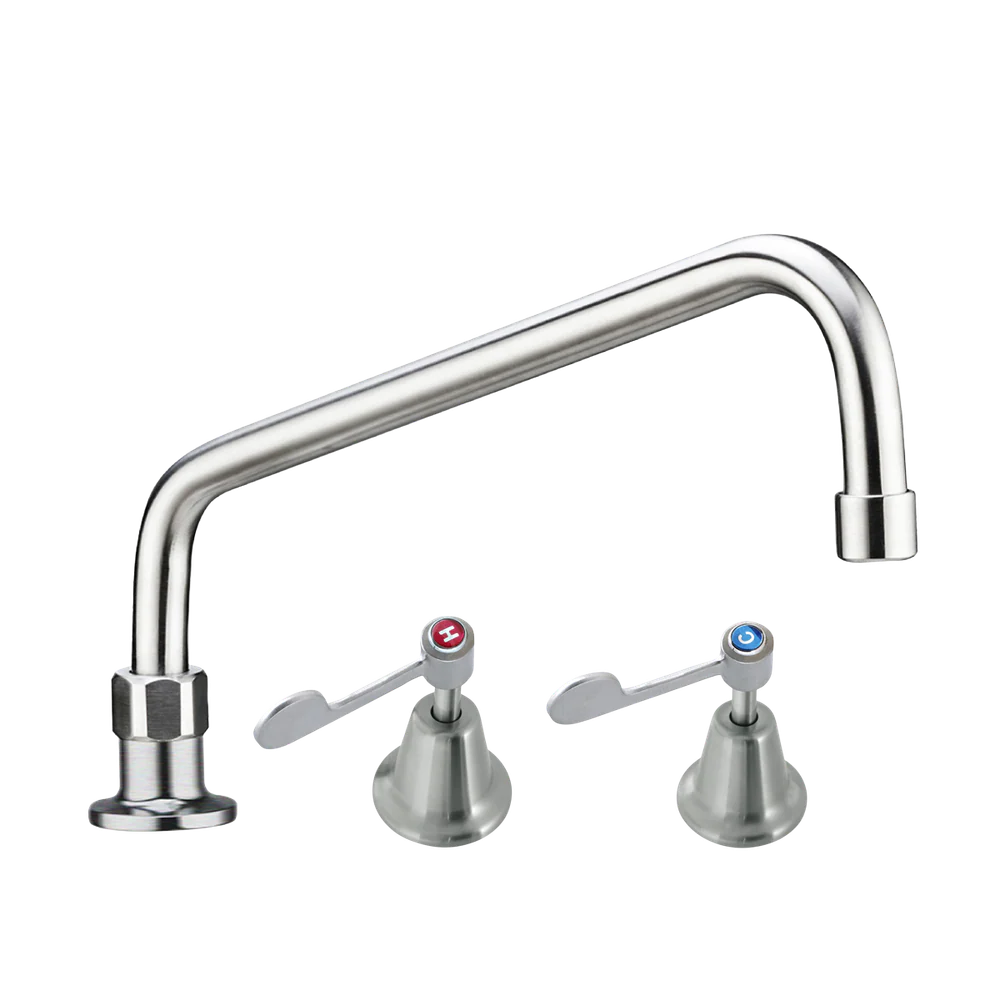 3monkeez Stainless Steel Bench Mount and Basin Stops with 12-inch Spout