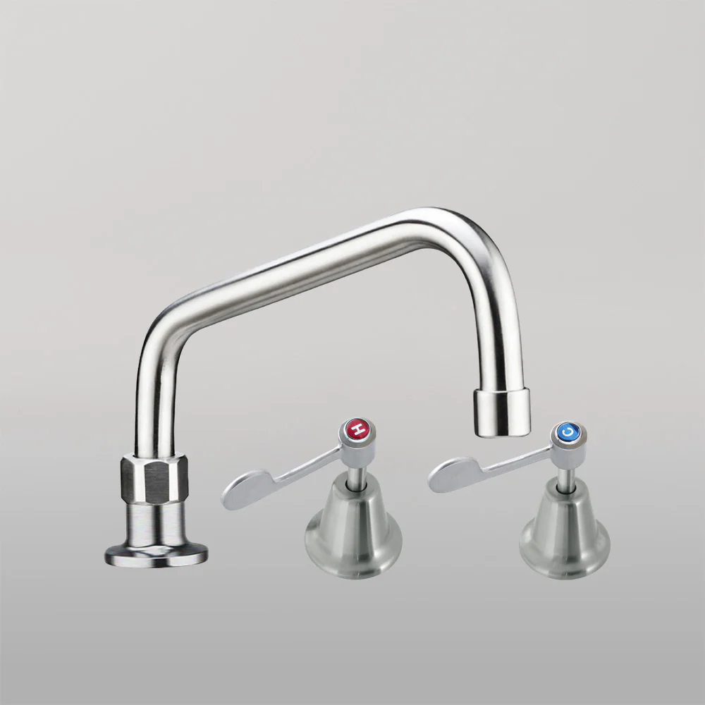 3monkeez Stainless Steel Bench Mount and Basin Stops with 8-inch Spout - Image 2