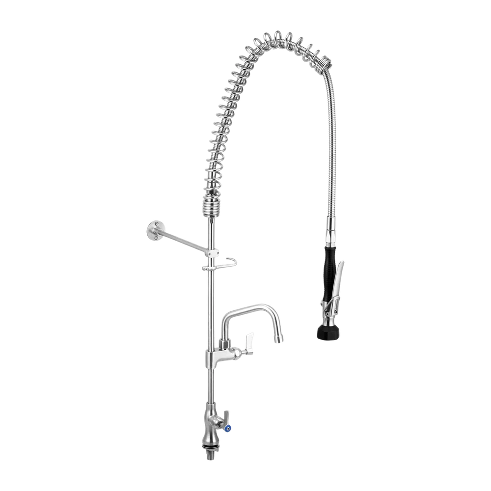 3monkeez Stainless Steel Single Bench Mount Pre-Rinse with 6-inch Pot Filler