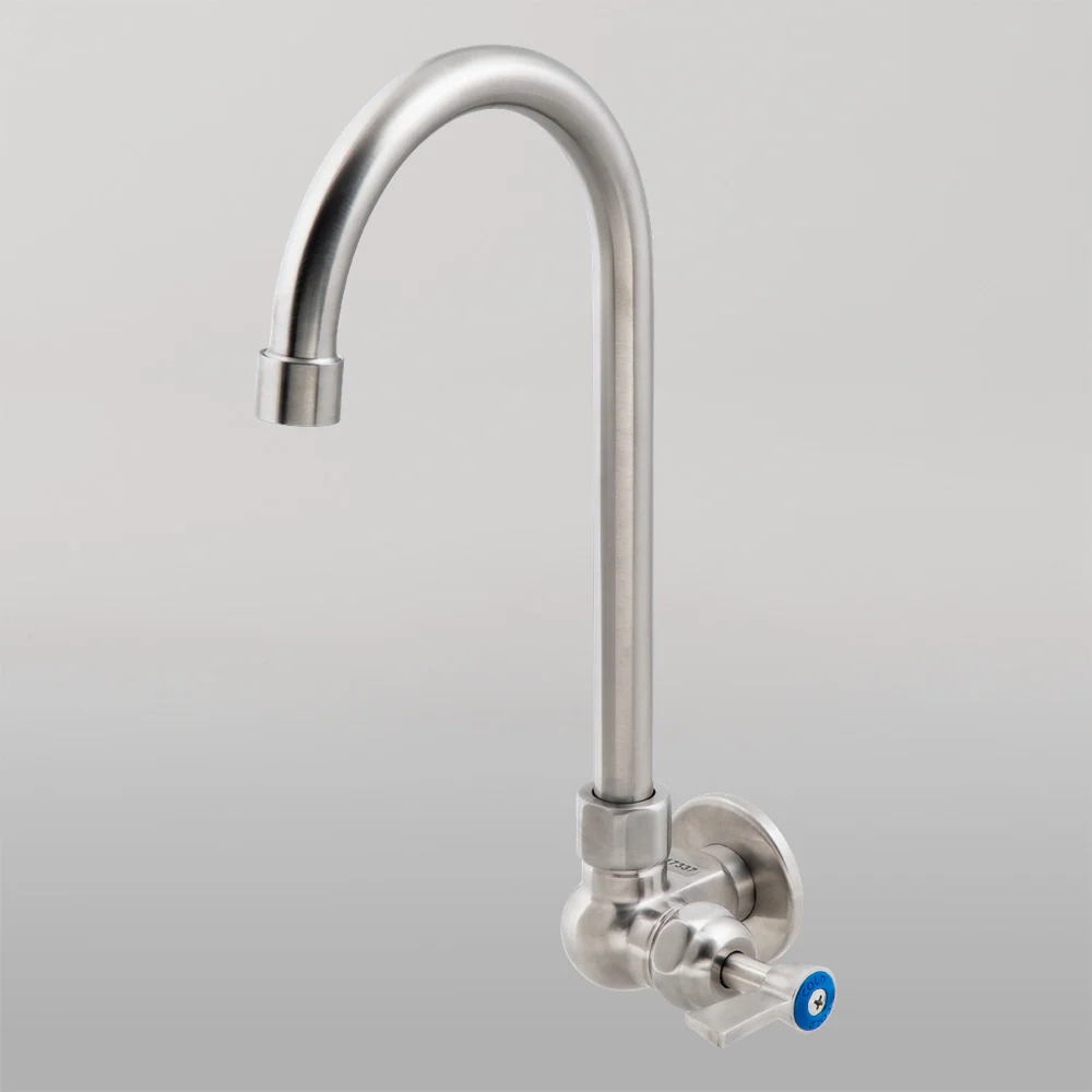 3monkeez Stainless Steel Single Wall Mount Body with Single Control and 12-inch Gooseneck Swivel Spout - Image 2
