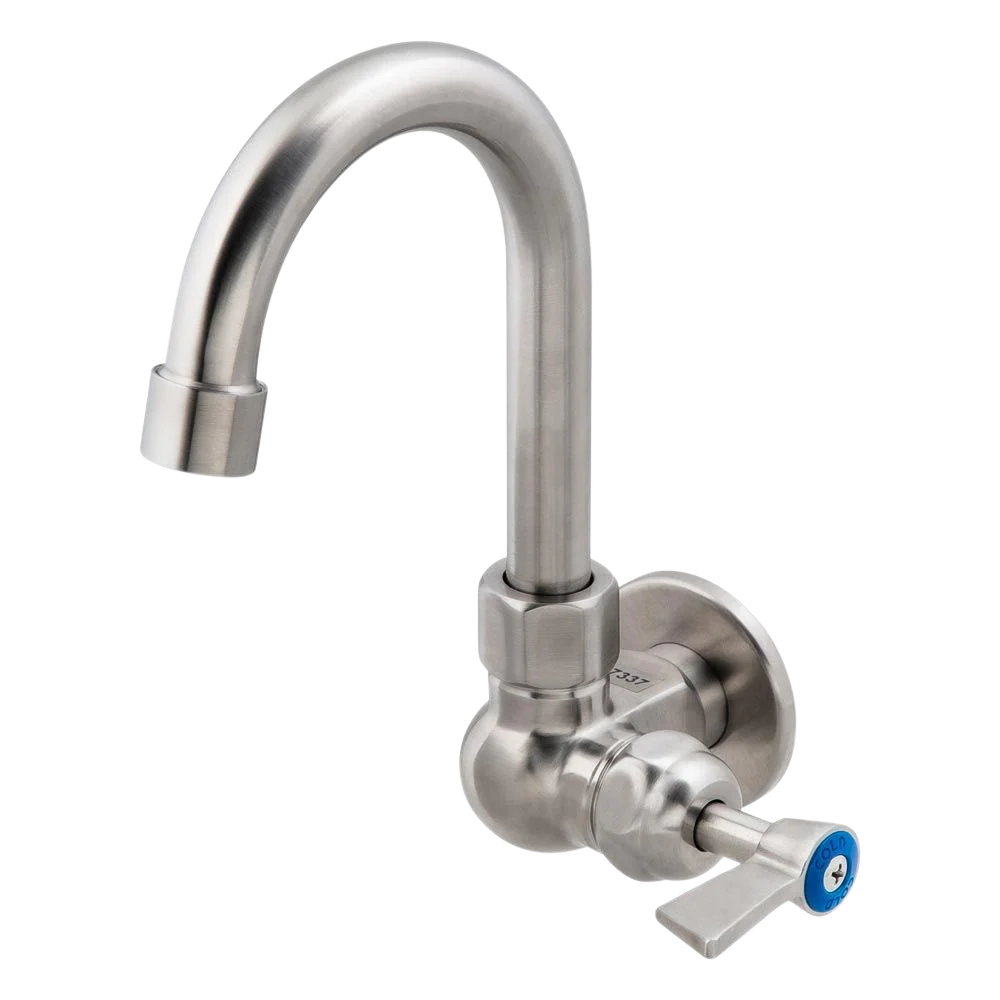 3monkeez Stainless Steel Single Wall Mount Body with Single Control and 7-inch Gooseneck Swivel Spout - Image 4