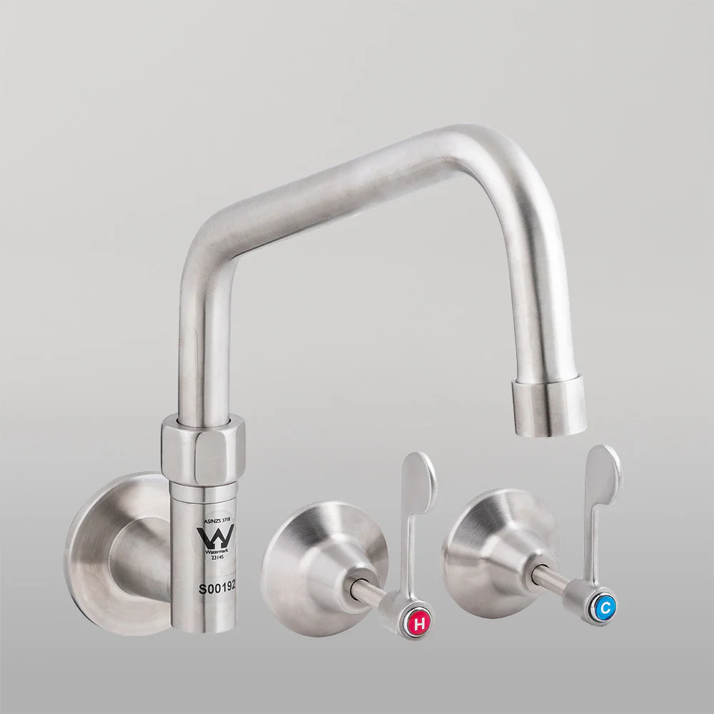 3monkeez Stainless Steel Wall Stops and Elbow with 8-inch Spout - Image 2