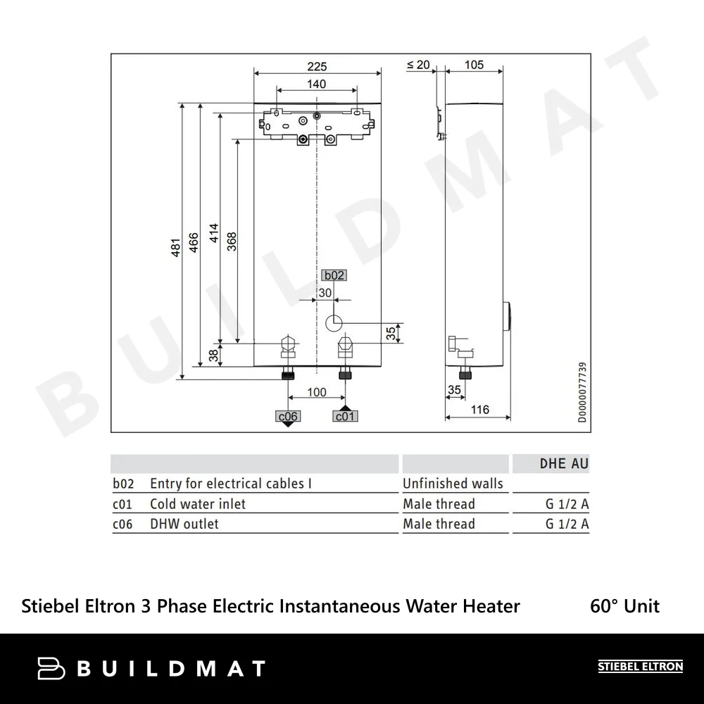 Stiebel Eltron 3 Phase Electric Instantaneous Water Heater 60 Degree Unit (DHE AU) White - Image 6