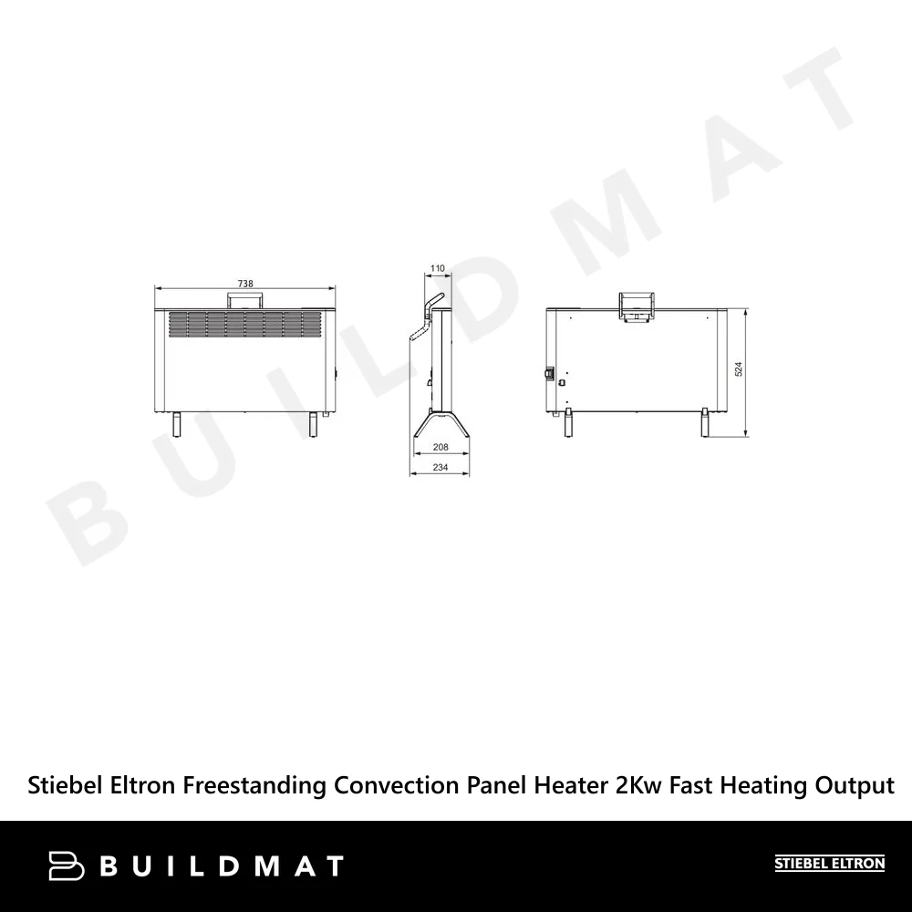 Stiebel Eltron Freestanding Convection Panel Heater 2Kw Fast Heating Output White - Image 7