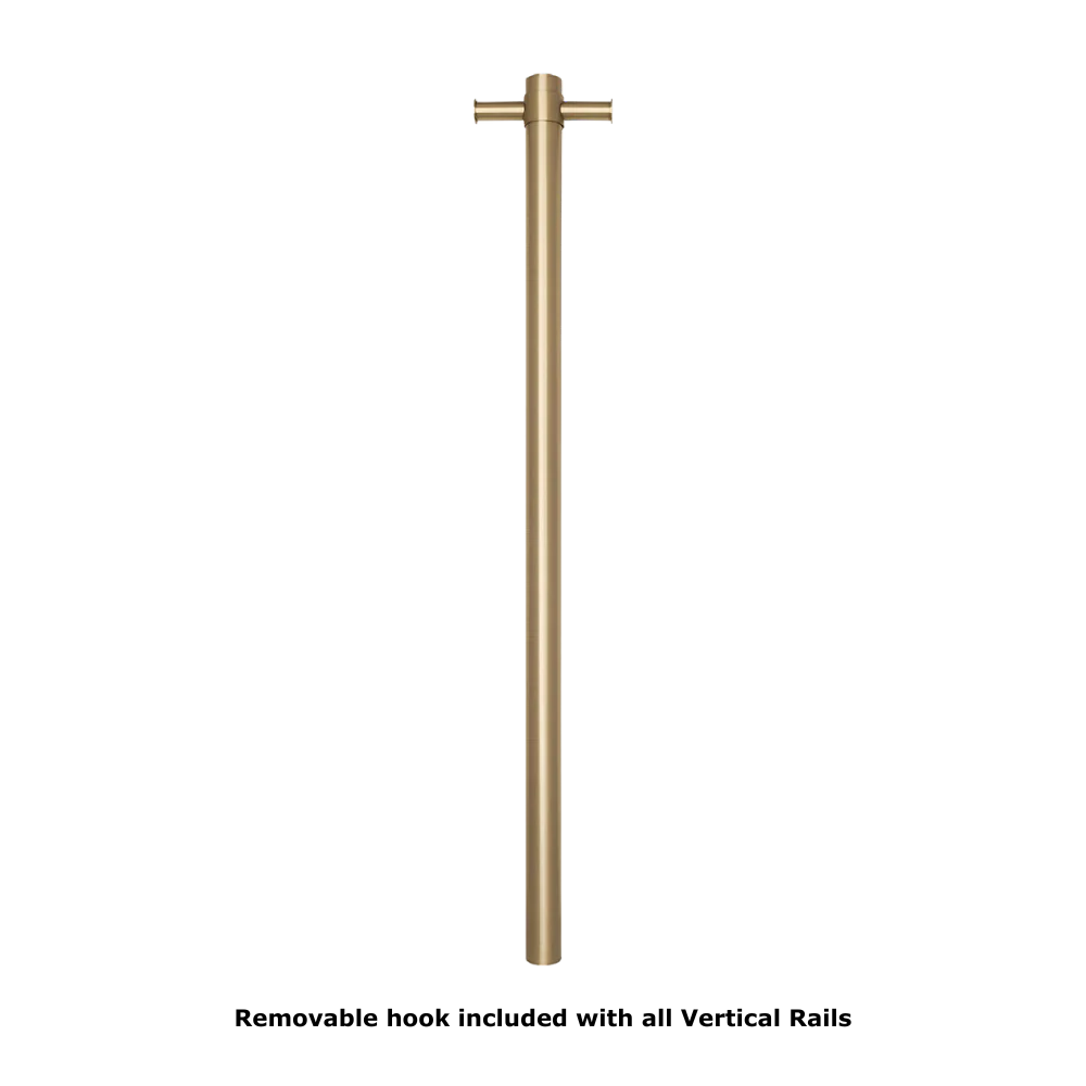Thermogroup Straight Round Vertical Single Heated Towel Rail Brushed Brass Gold - Image 3