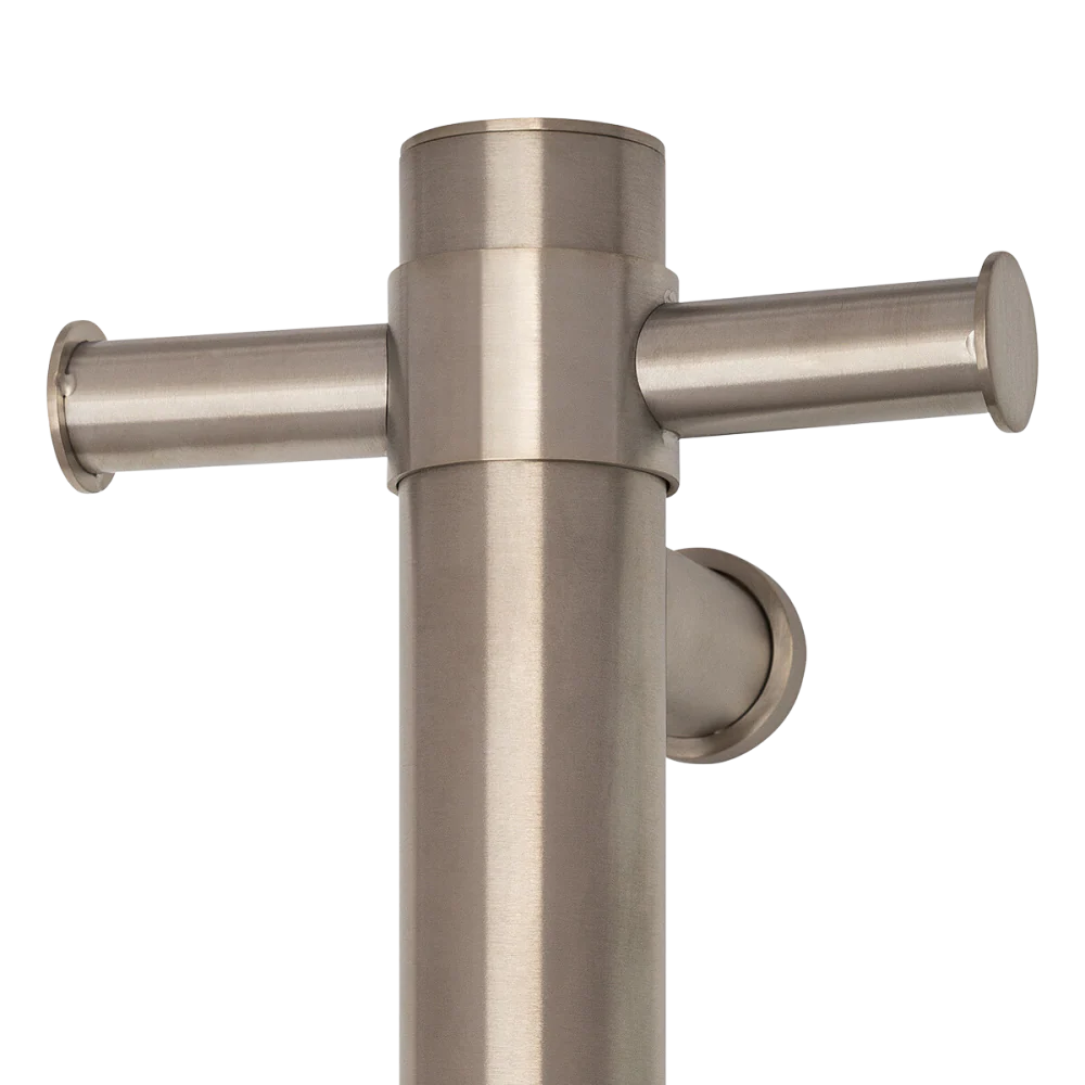 Thermogroup Straight Round Vertical Single Heated Towel Rail Brushed Nickel - Image 5