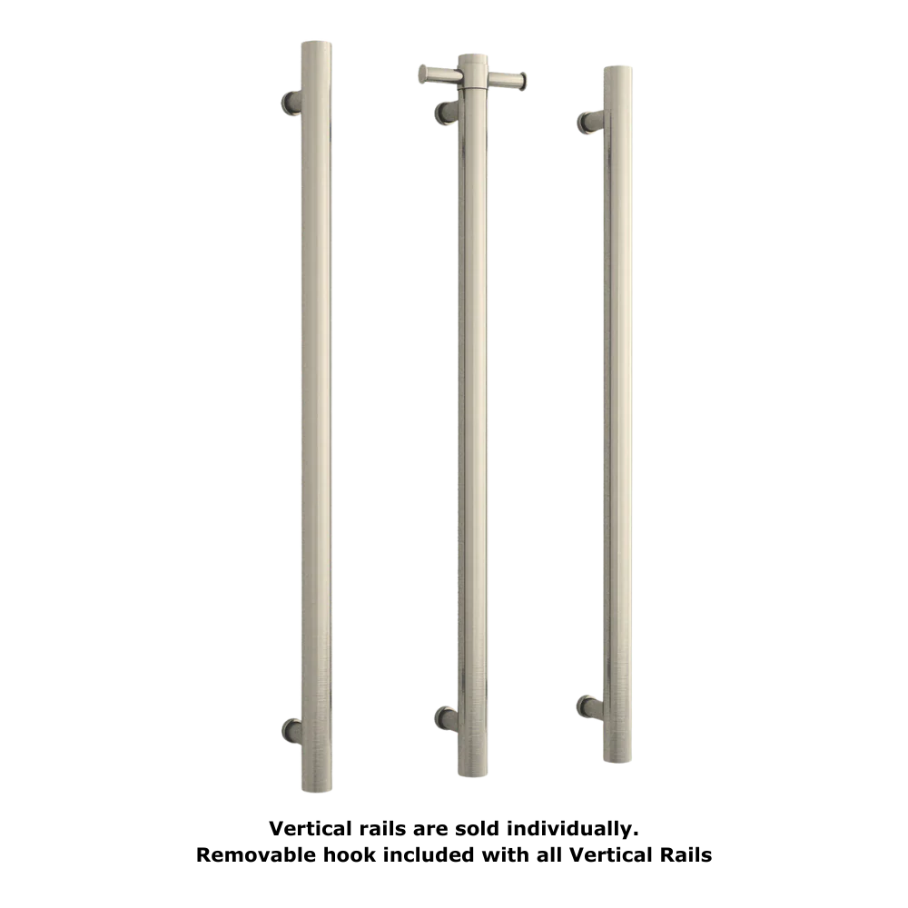 Thermogroup Straight Round Vertical Single Heated Towel Rail Brushed Nickel - Image 6