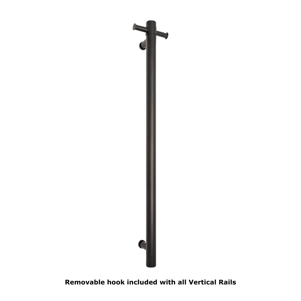 Thermogroup Straight Round Vertical Single Heated Towel Rail Matte Black - Image 3