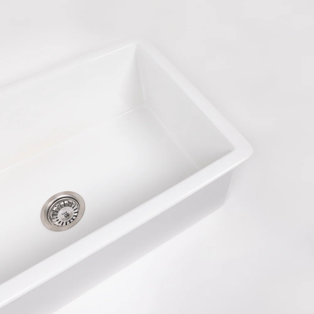 Alma Tamsin 813x483 Gloss White Fireclay Single Bowl Sink - Image 8