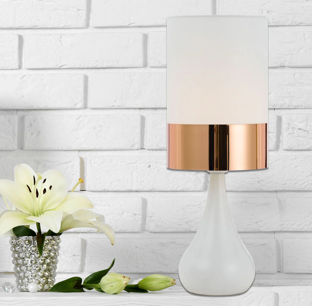 Telbix Akira Ceramic Table Lamp White Copper - Image 2