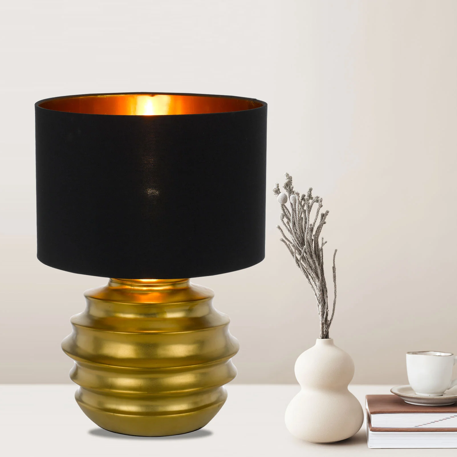 Telbix Aras Ceramic Table Lamp Gold - Image 2