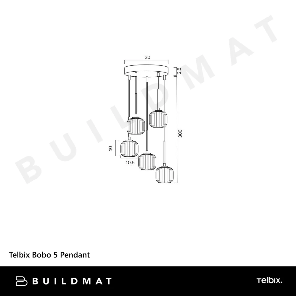 Telbix Bobo 5 Pendant Antique Gold - Image 4
