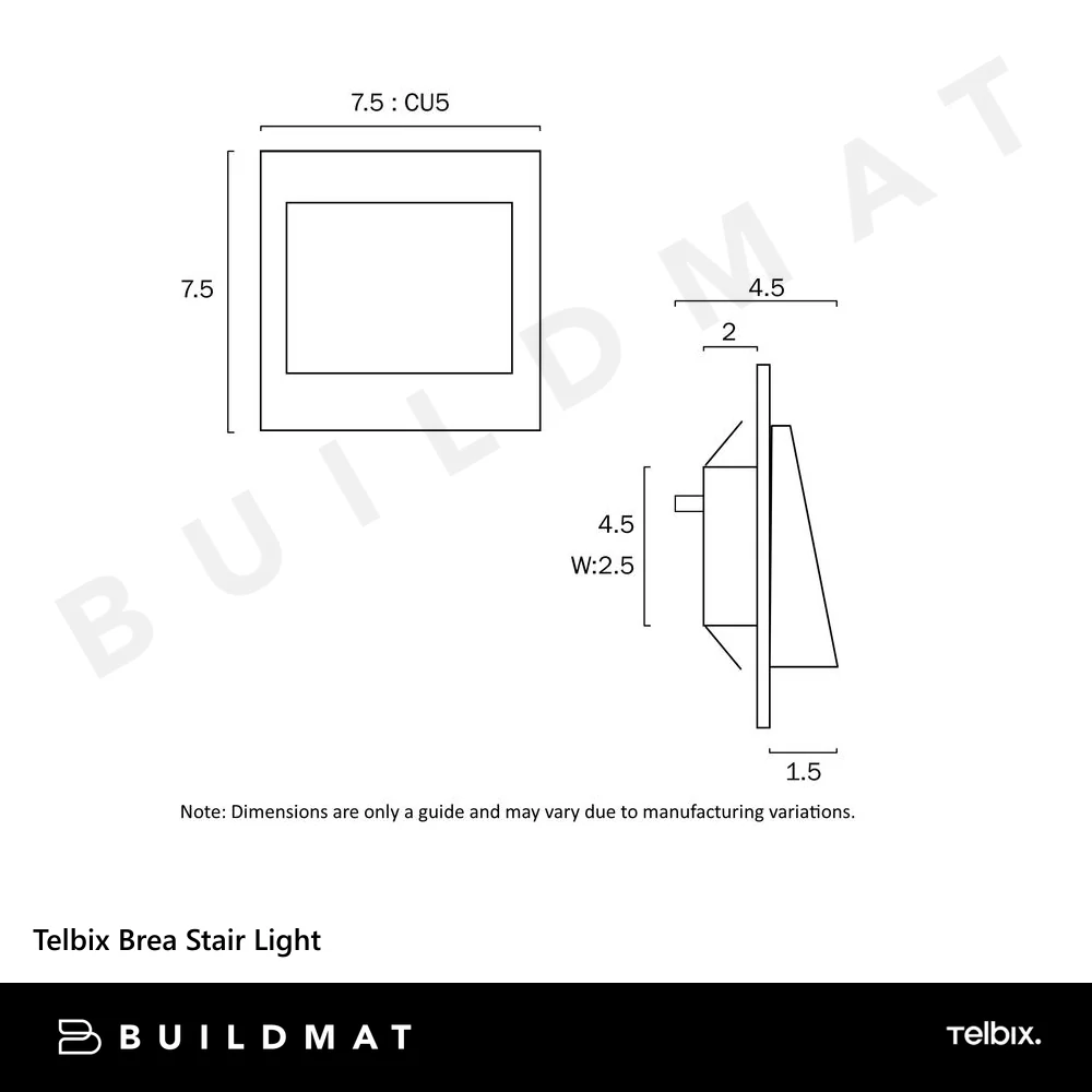 Telbix Brea Square Stair Light Aluminium 3000K - Image 4