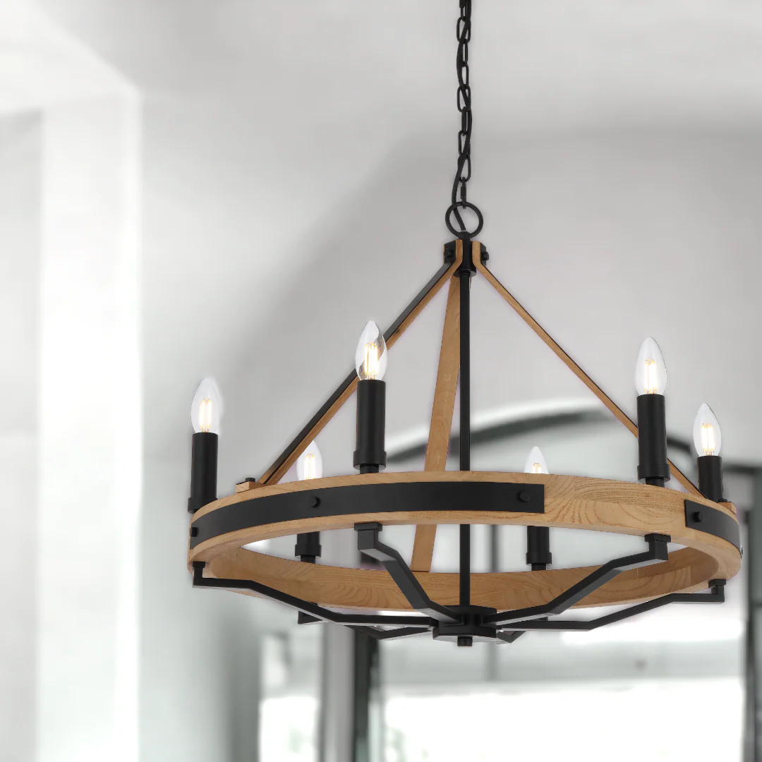 Telbix Darien 6 Light Pendant Ash Wood - Image 2