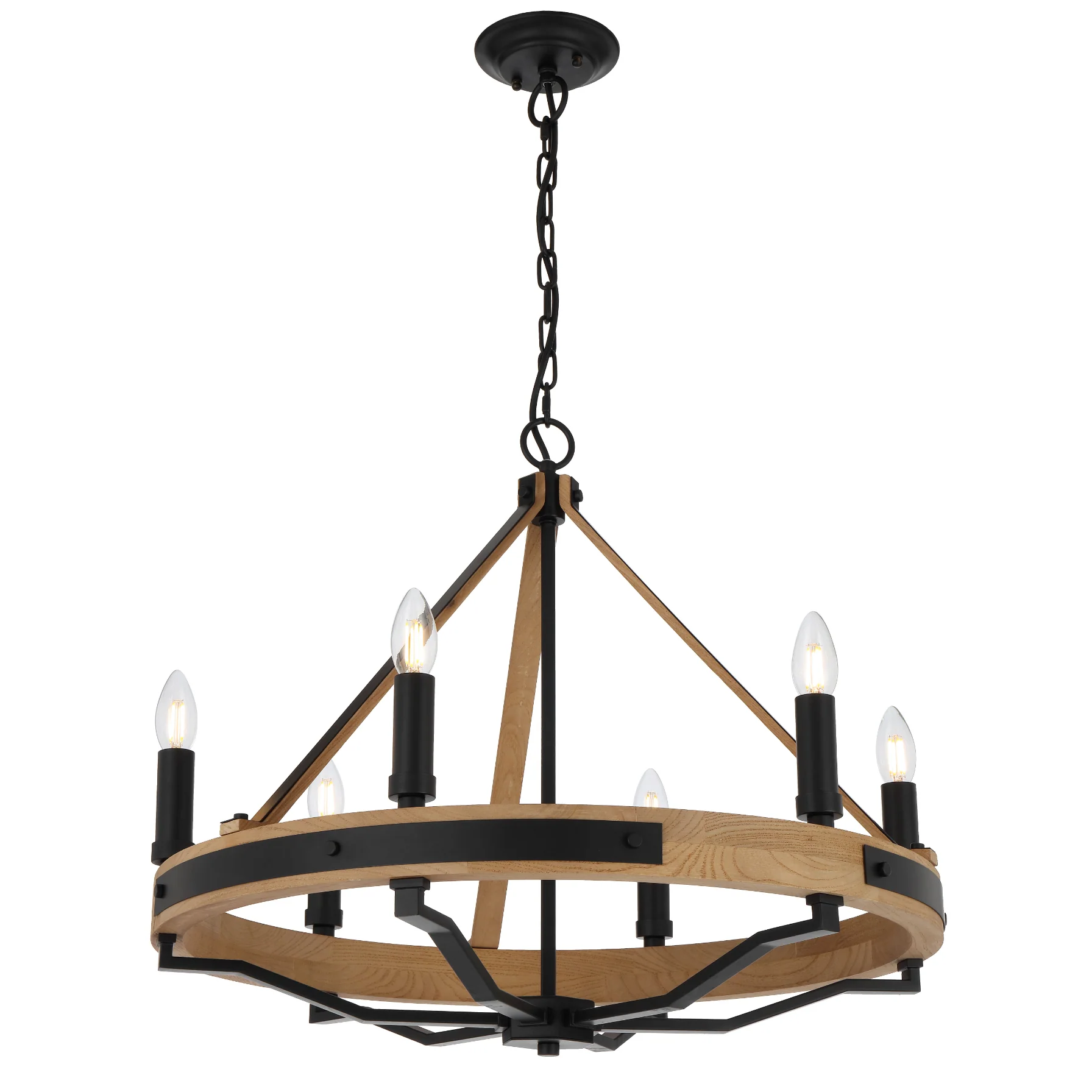 Telbix Darien 6 Light Pendant Ash Wood - Image 4