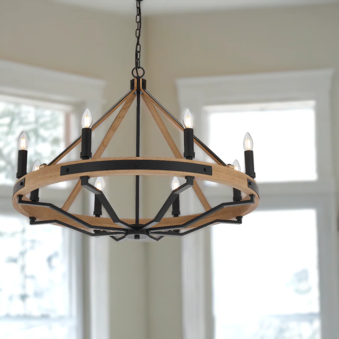 Telbix Darien 8 Light Pendant Ash Wood - Image 2