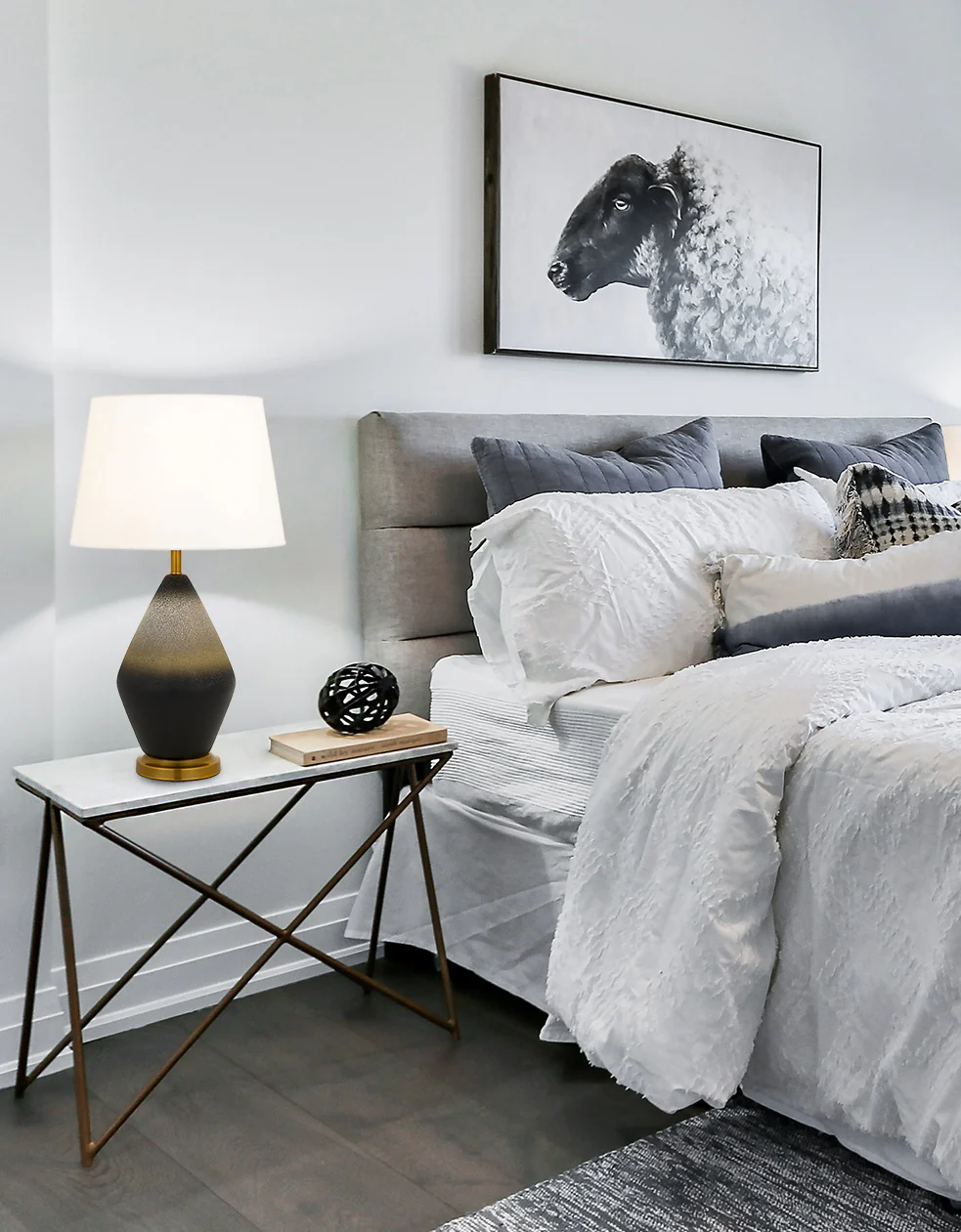 Telbix Debi Ceramic Table Lamp Grey - Image 2