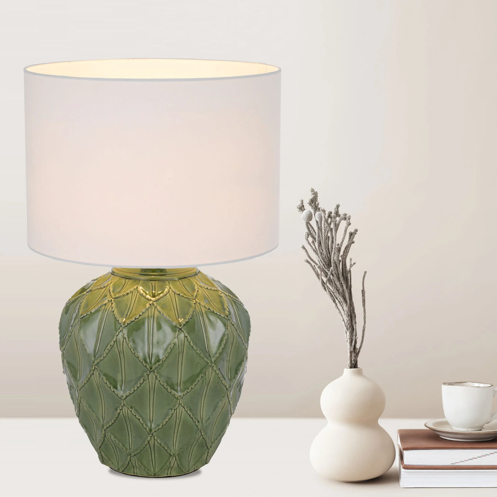 Telbix Diaz Ceramic Table Lamp Green - Image 2