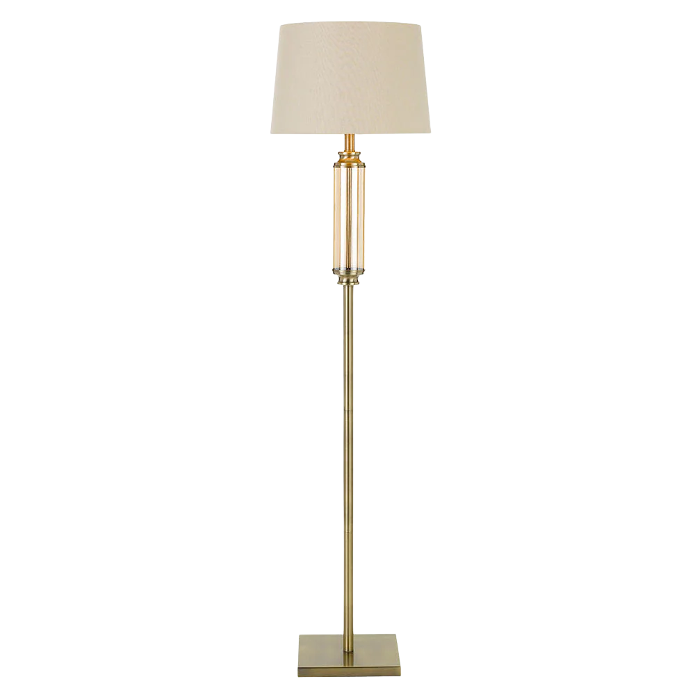 Telbix Dorcel Floor Lamp Antique Brass Amber