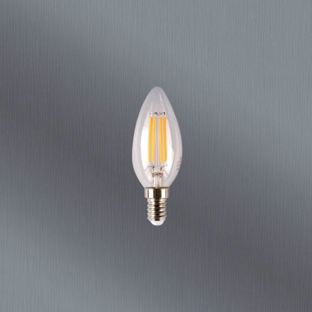 Telbix E14 4W Led Candle Globe Clear Dim 5000K - Image 2