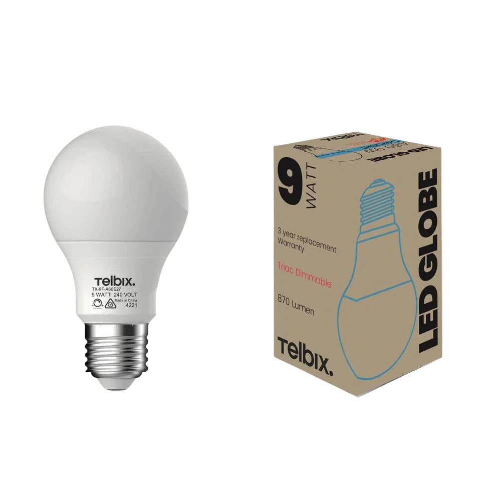 Telbix E27 A60 9W Led Globe Opal Dim 6000K - Image 4