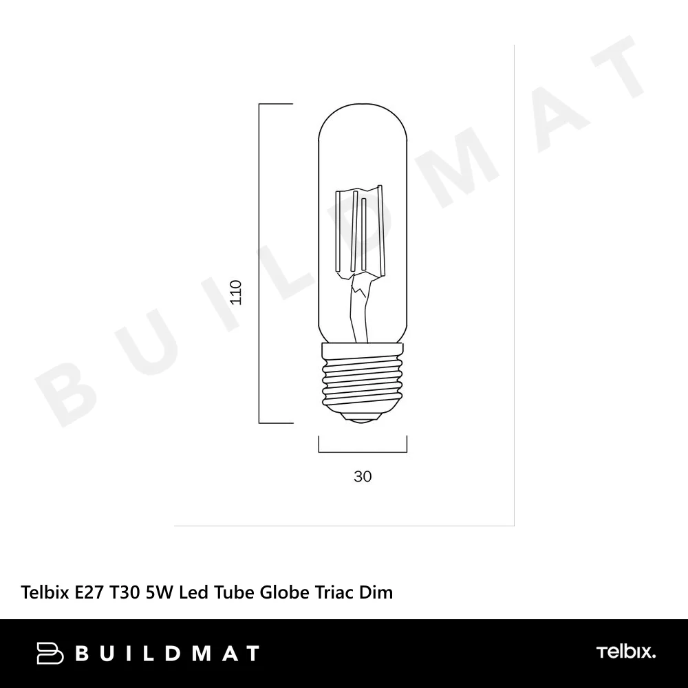 Telbix E27 T30 5W Led Tube Globe Clear Triac Dim 4000K - Image 4