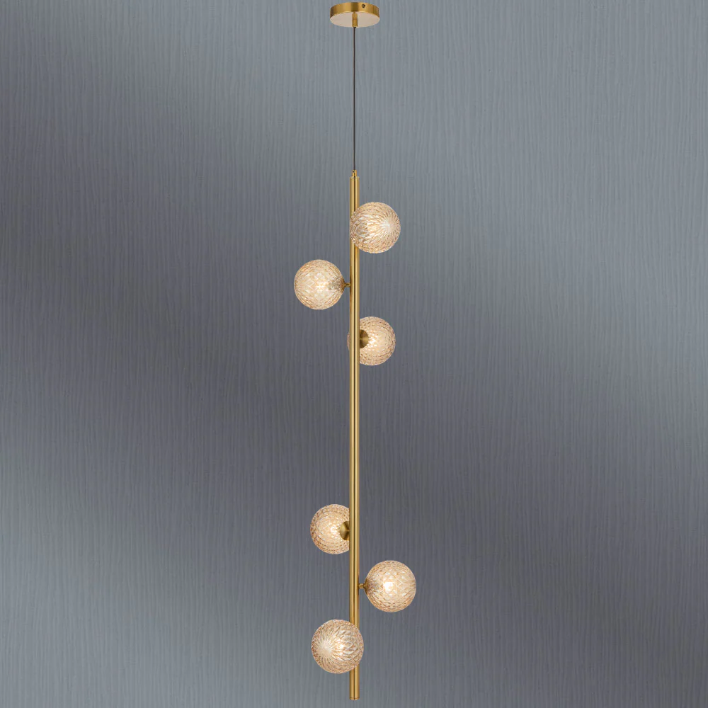 Telbix Elson 6 Light Pendant Antique Gold Amber Tear - Image 2