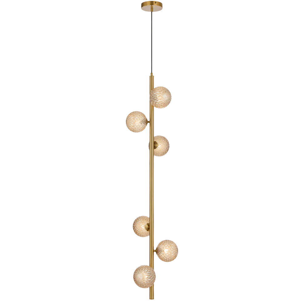 Telbix Elson 6 Light Pendant Antique Gold Amber Tear - Image 3