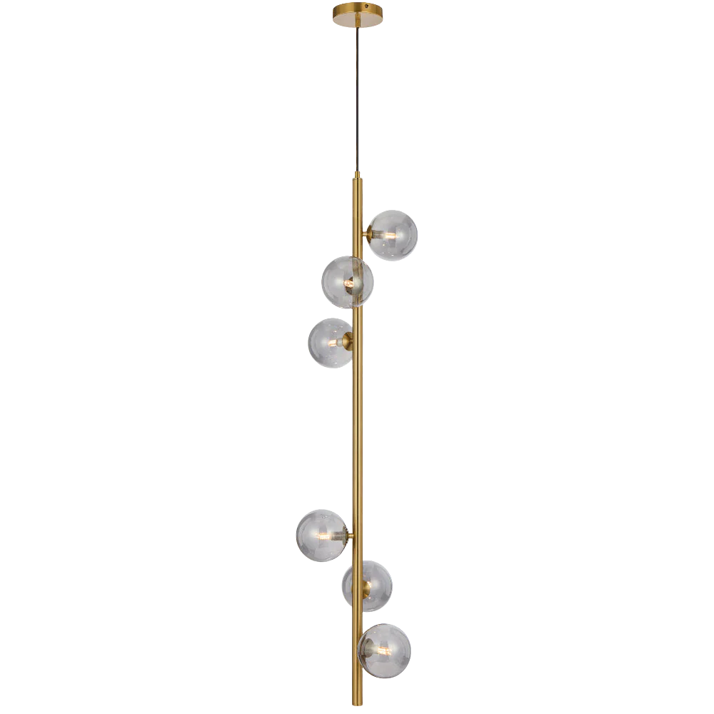 Telbix Elson 6 Light Pendant Antique Gold Smoke