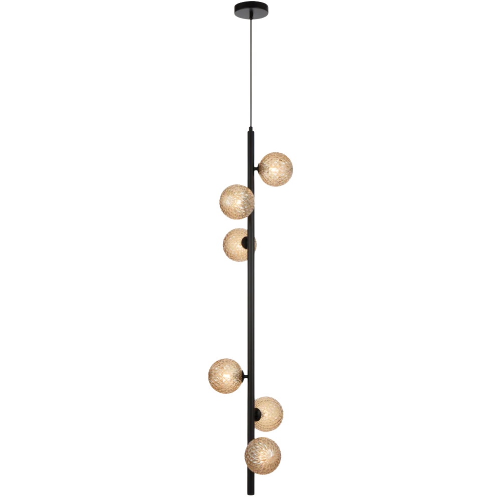 Telbix Elson 6 Light Pendant Black Amber Tear - Image 3