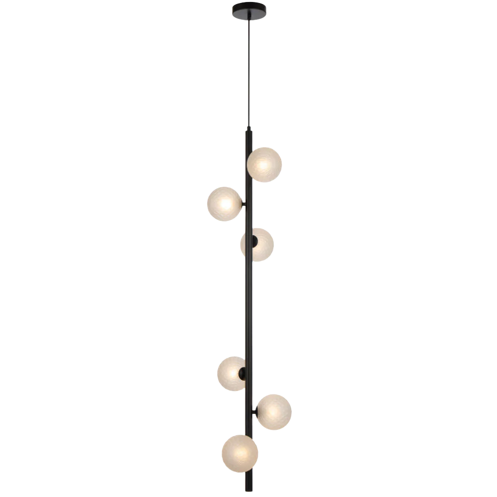 Telbix Elson 6 Light Pendant Black Frost Tear