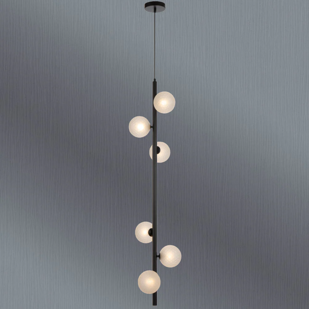 Telbix Elson 6 Light Pendant Black Frost Tear - Image 2