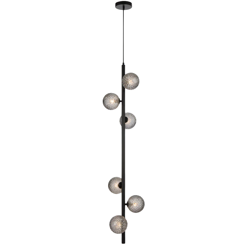 Telbix Elson 6 Light Pendant Black Smoke Tear - Image 5